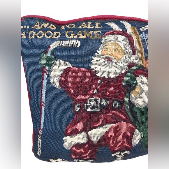 Christmas Holiday Embroidered Sports Santa Throw Pillow - Picture 3 of 5